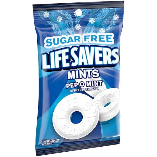 LifeSavers Sugar-Free Pep O Mint Mints - 2.75 oz. bag, 12 per case