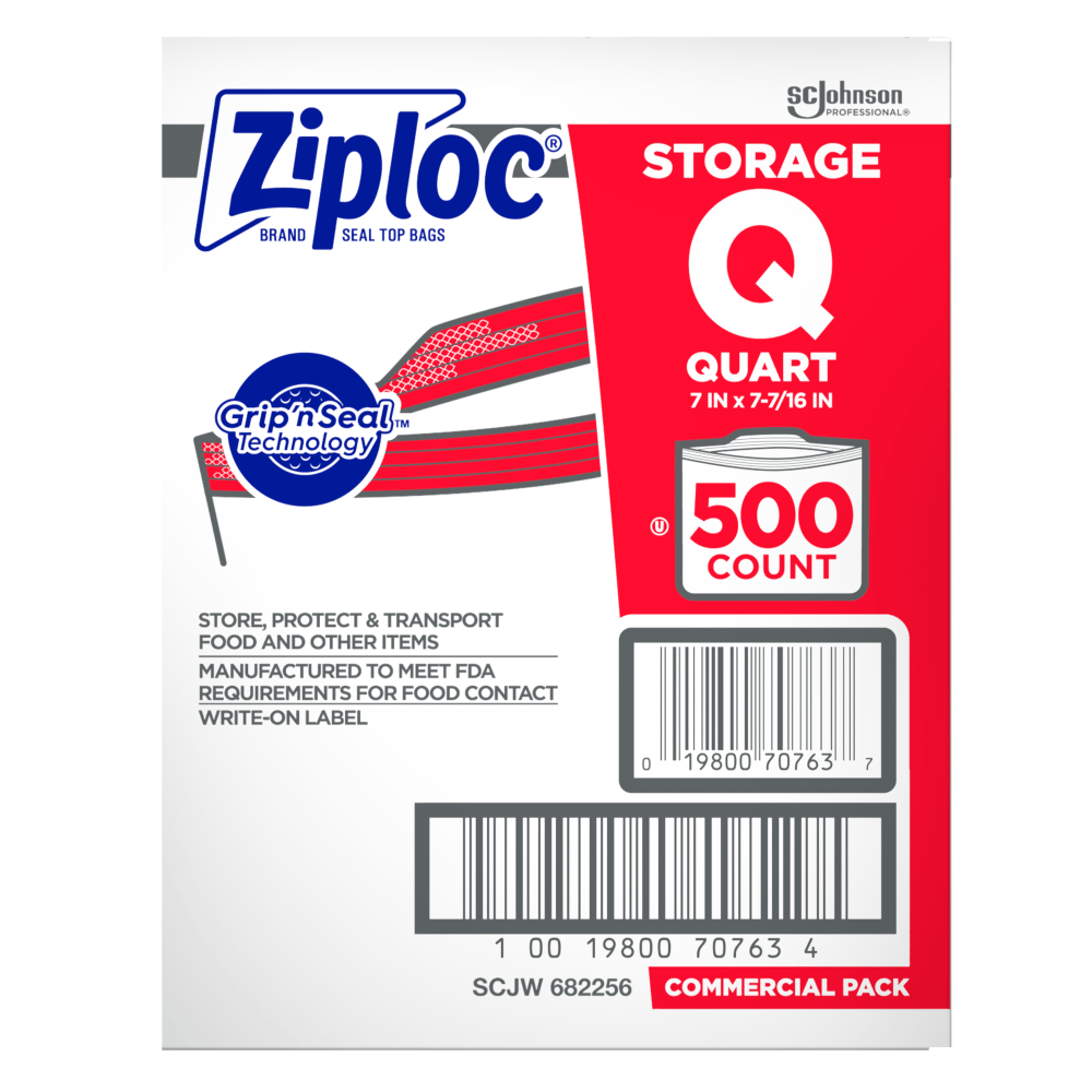 Ziploc Quart Storage Bag -- 500 per case.