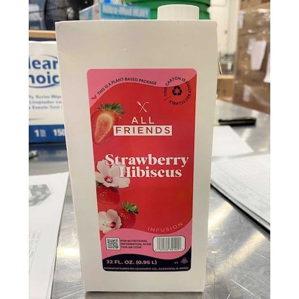 All Friends Strawberry Hibiscus Grapefruit Functional Beverage, 32 Ounce -- 12 per case