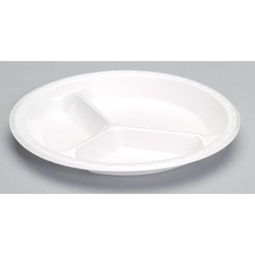 Genpak White Foam 10.25 Inch 3 Compartment Celebrity Plate, 125 Count -- 4 Per Case