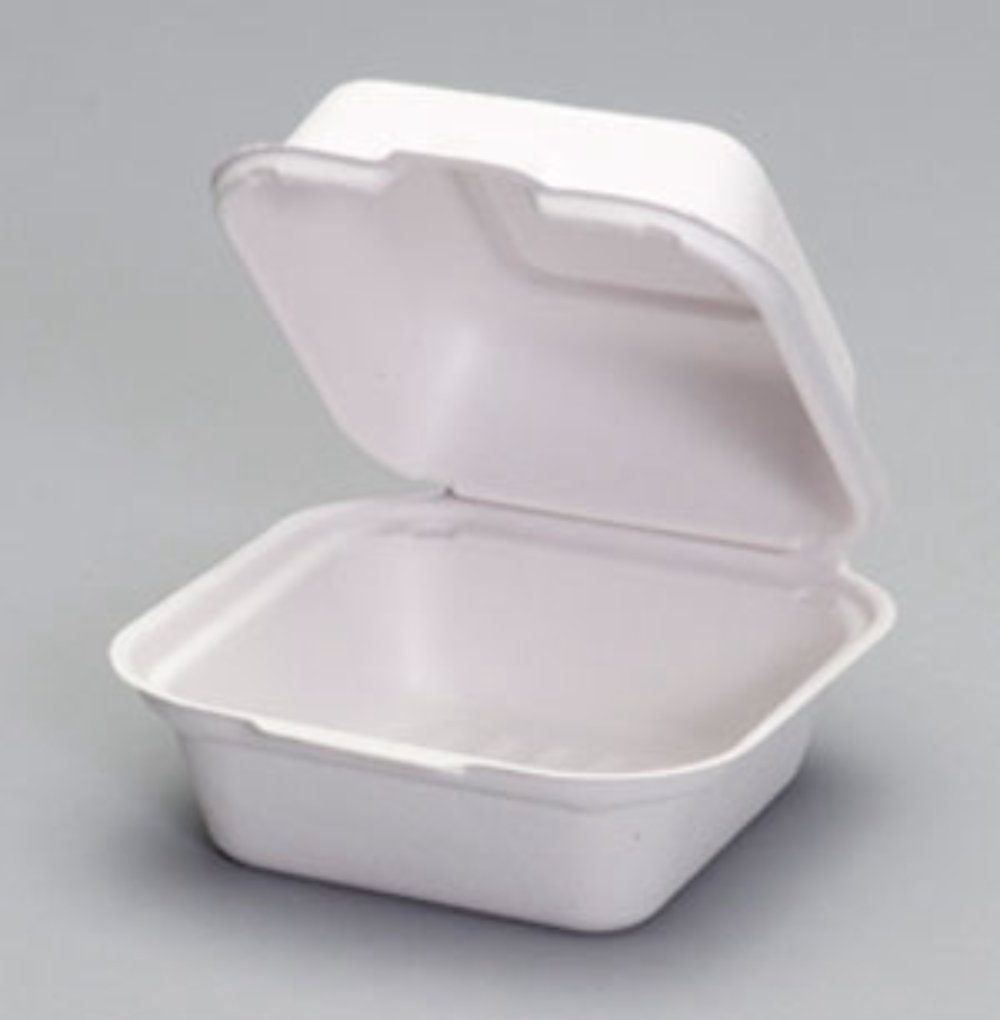 Genpak Harvest Fiber Natural White Compostable Medium Hinged Sandwich Container -- 500 Per Case
