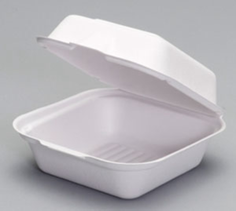 Genpak Harvest Fiber Natural White Compostable Large Hinged Sandwich Container -- 400 Per Case