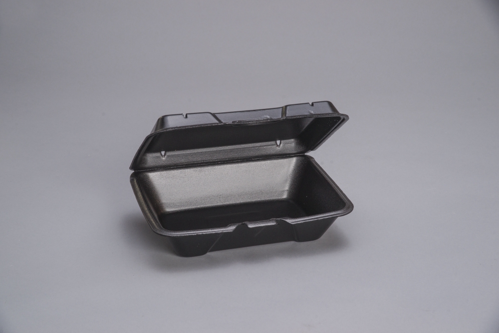 Genpak 9x6.5 Inch 1 Compartment Hinged Foam Black Vented Container -- 200 Per Case