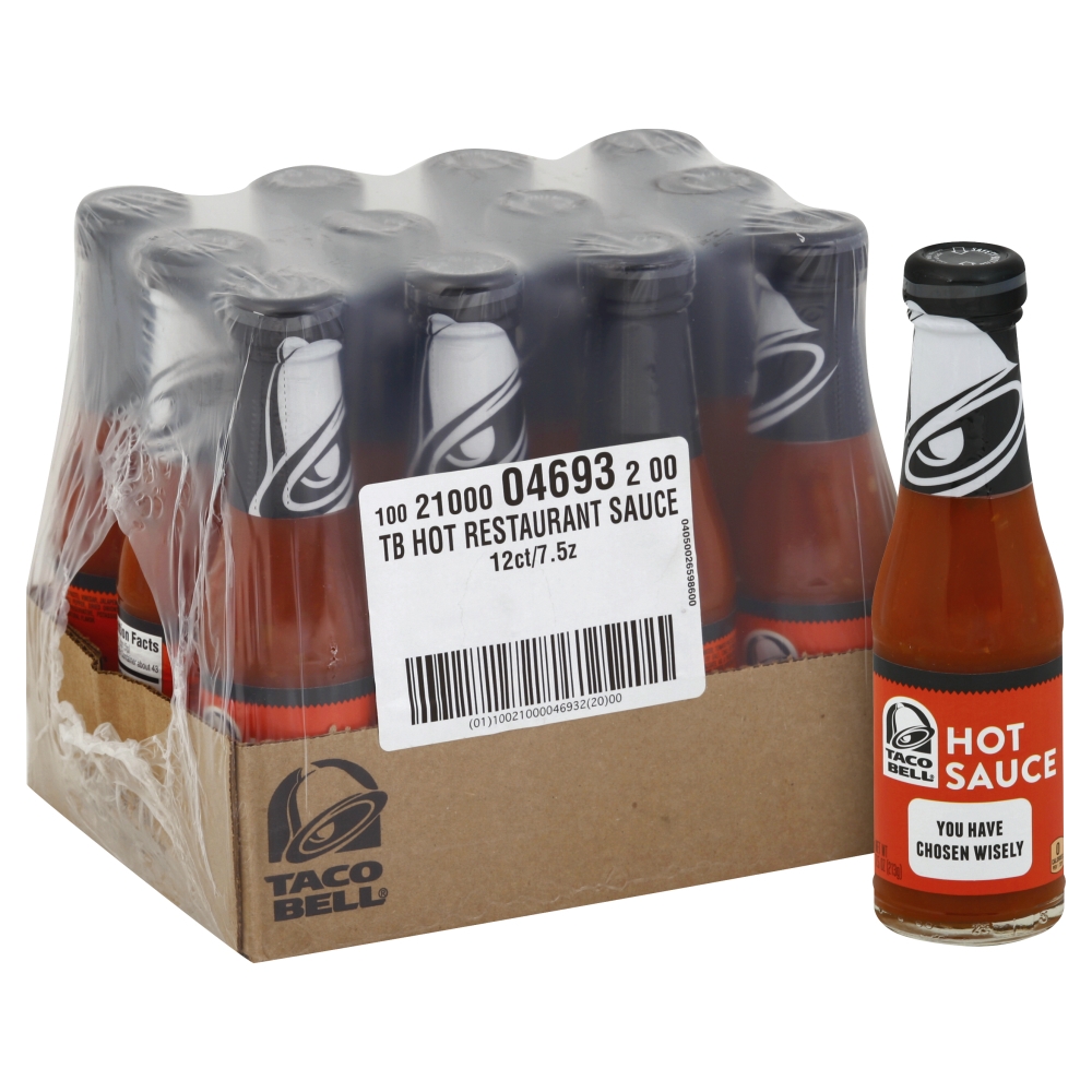 Taco Bell Hot Taco Sauce, 7.5 Ounce -- 12 per case.