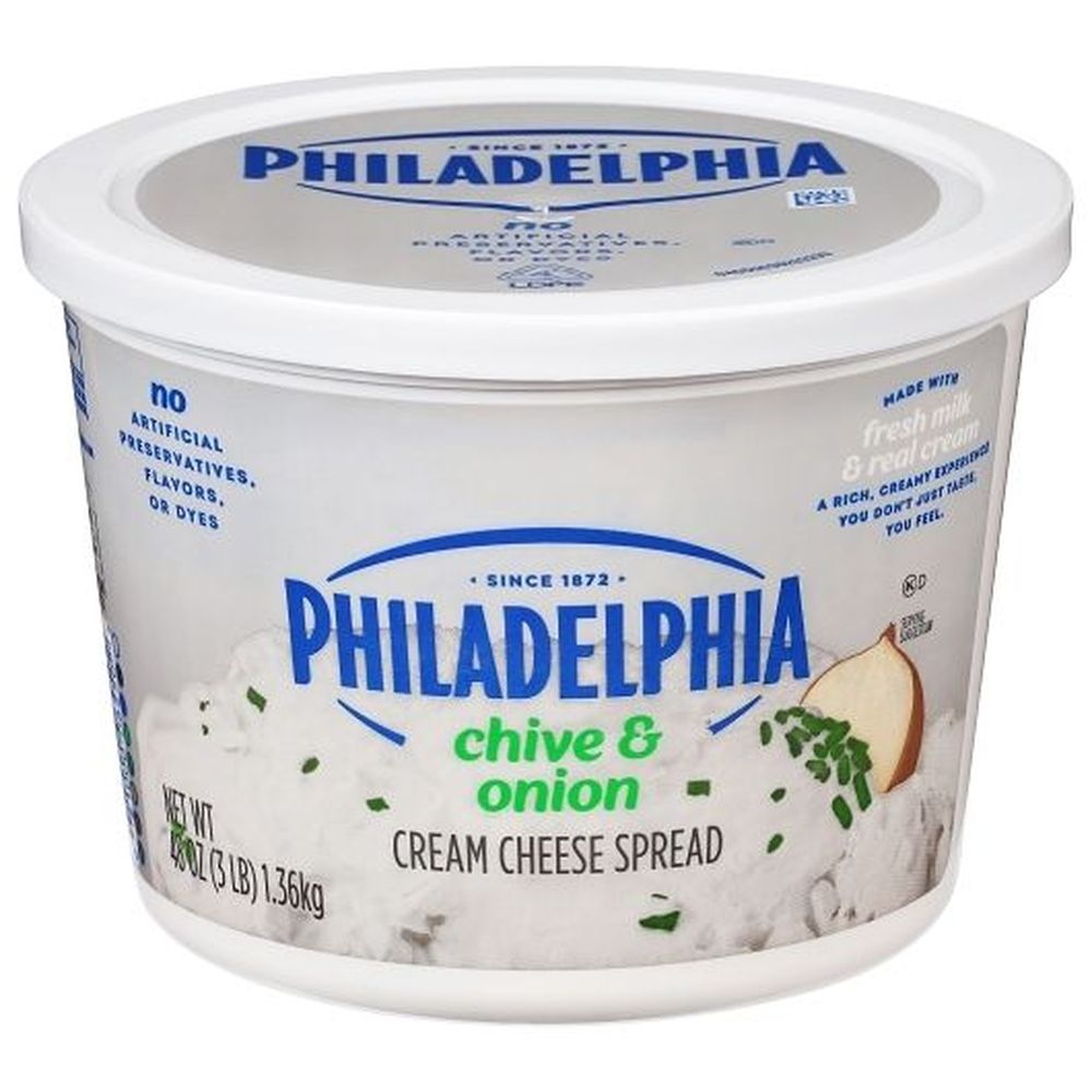 Philadelphia Chive and Onion Cream Cheese, 3 Pound - 6 per case