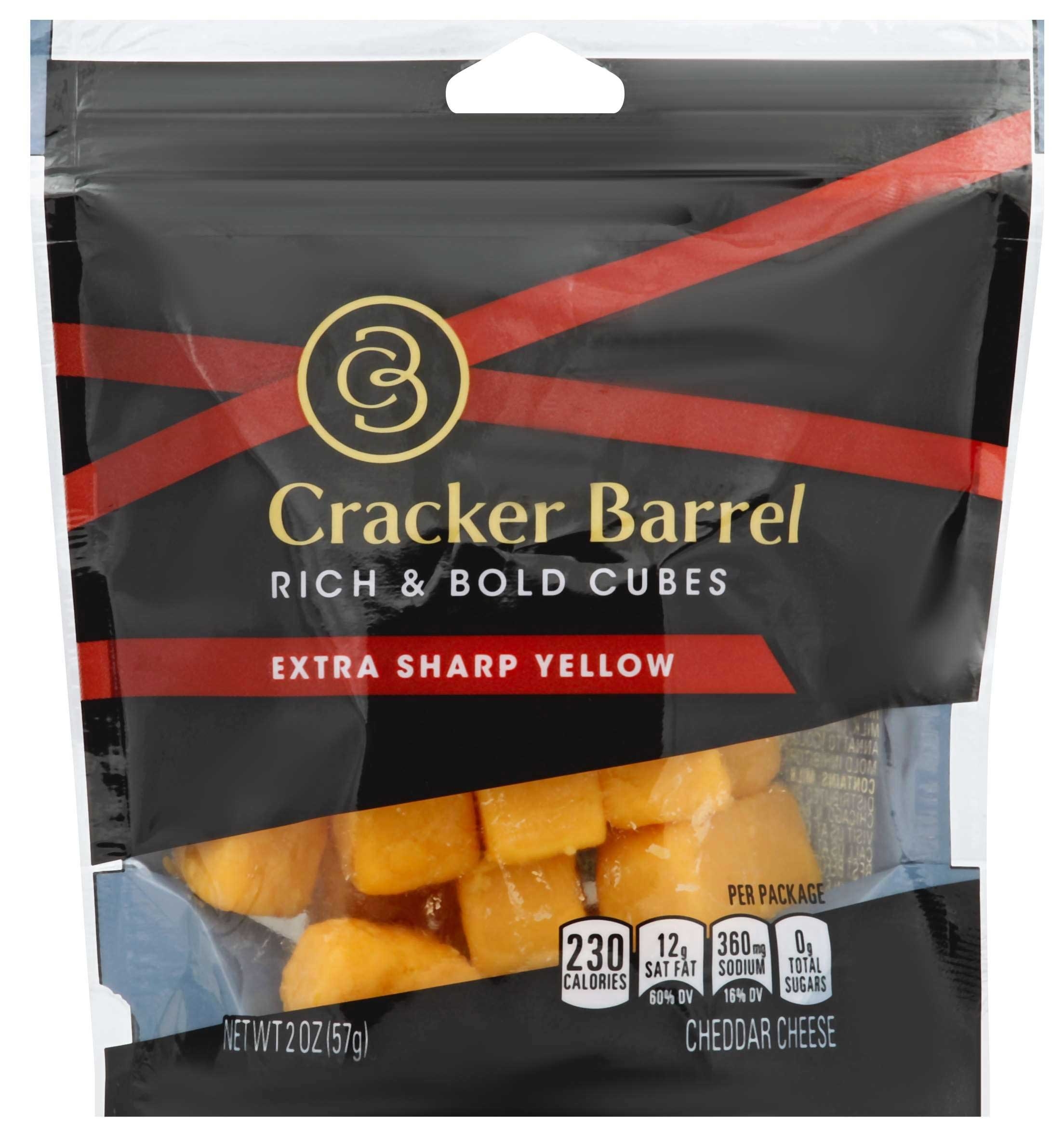 Cracker Barrel Cubes, Extra Sharp Yellow Cheddar, 2 Ounce -- 6 per case