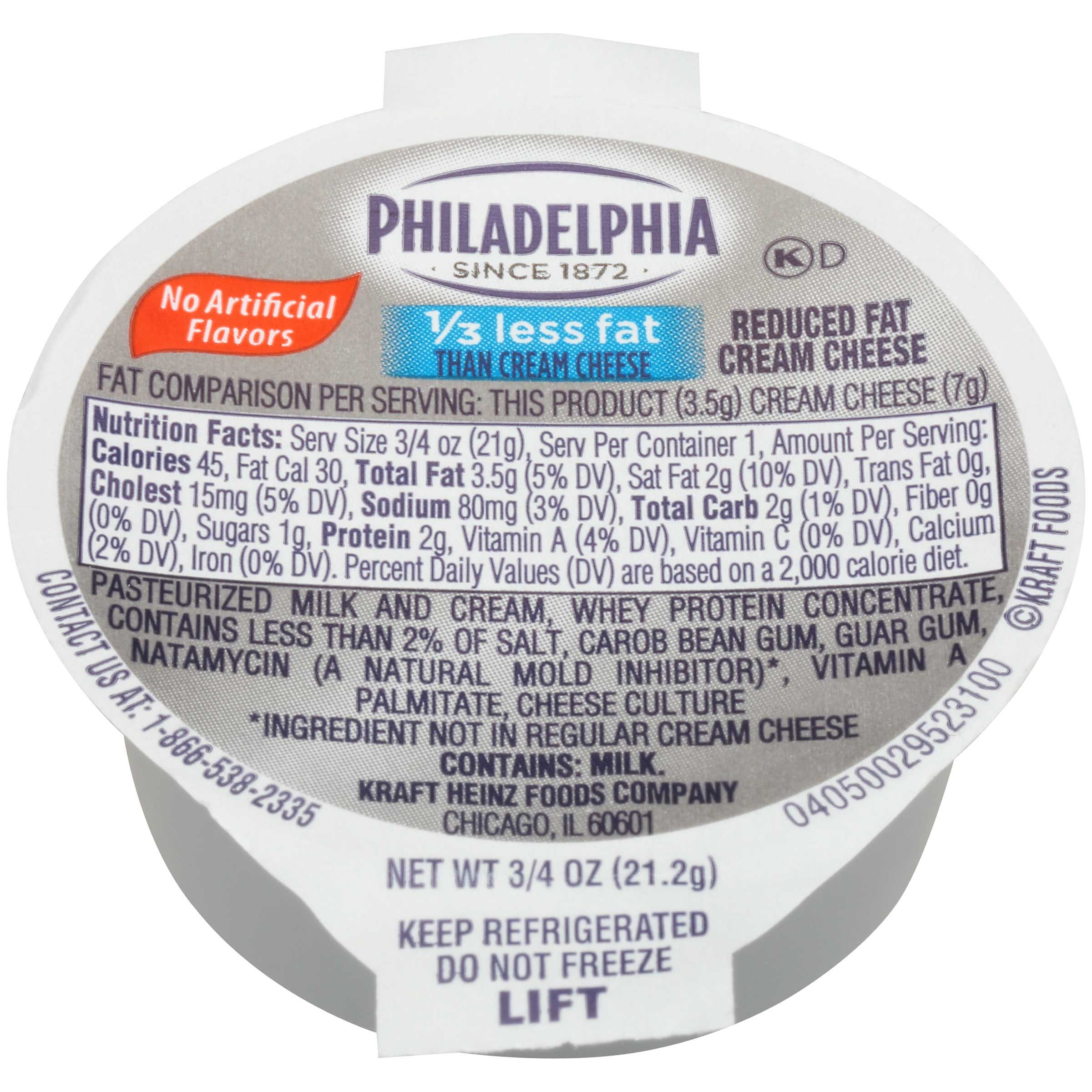 Philadelphia Light Cream Cheese, Cup, 3/4 Ounce -- 100 Per Case
