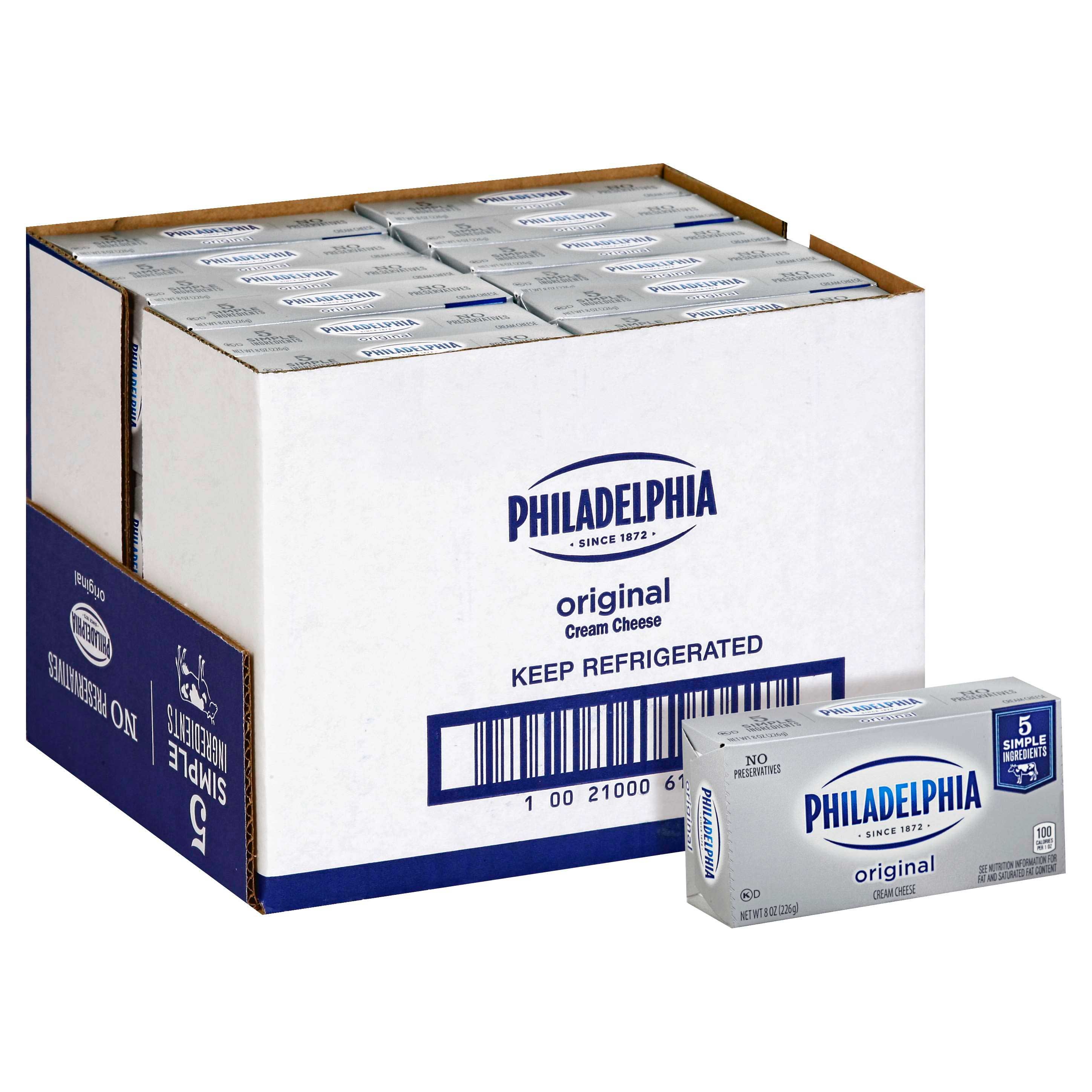 Kraft Philadelphia Original Cream Cheese - Rigid Box, 8 Ounce -- 36 per case.
