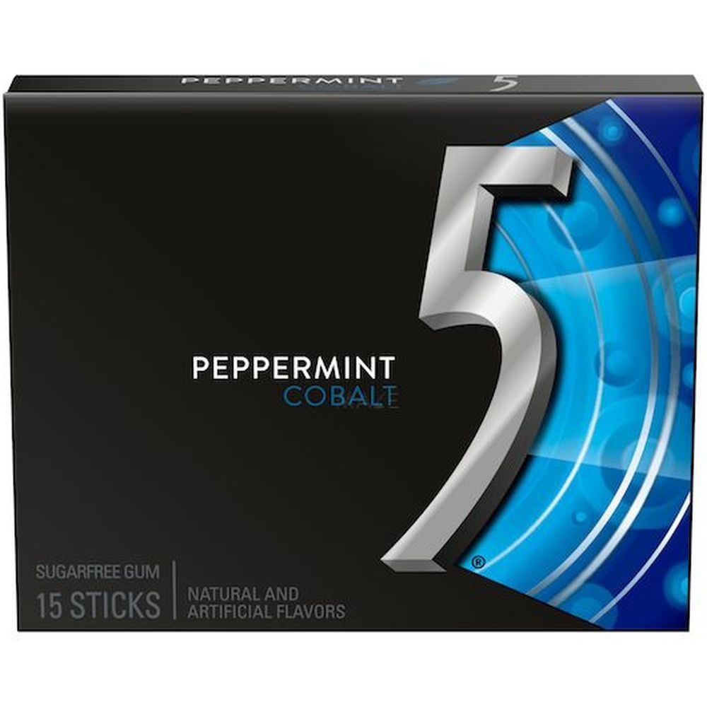 5 Gum Cobalt Peppermint Gum, 15 Sticks -- 60 per case