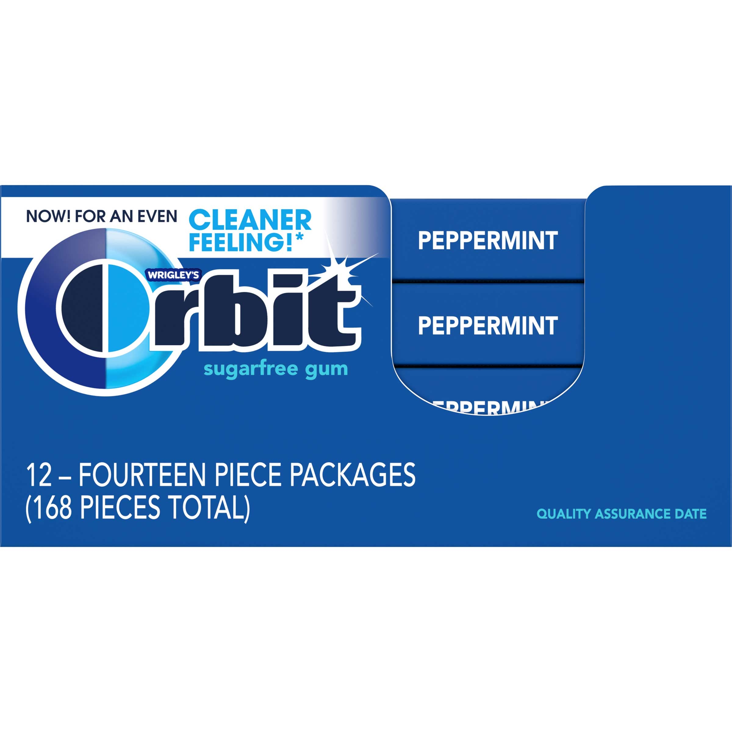 Wrigley Peppermint Orbit Bubble Gum -- 144 per case.