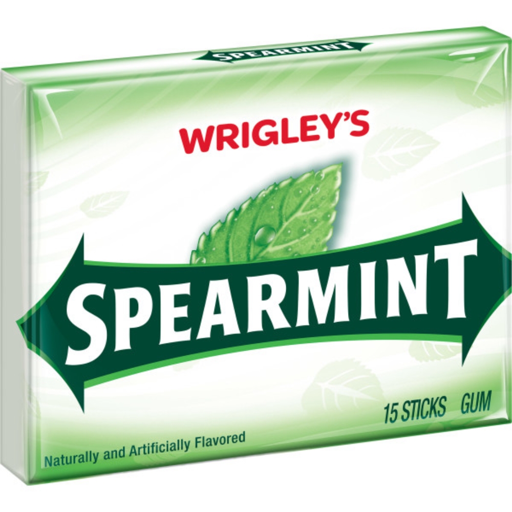 Wrigleys Spearmint Gum - 15 stick pack, 120 per case