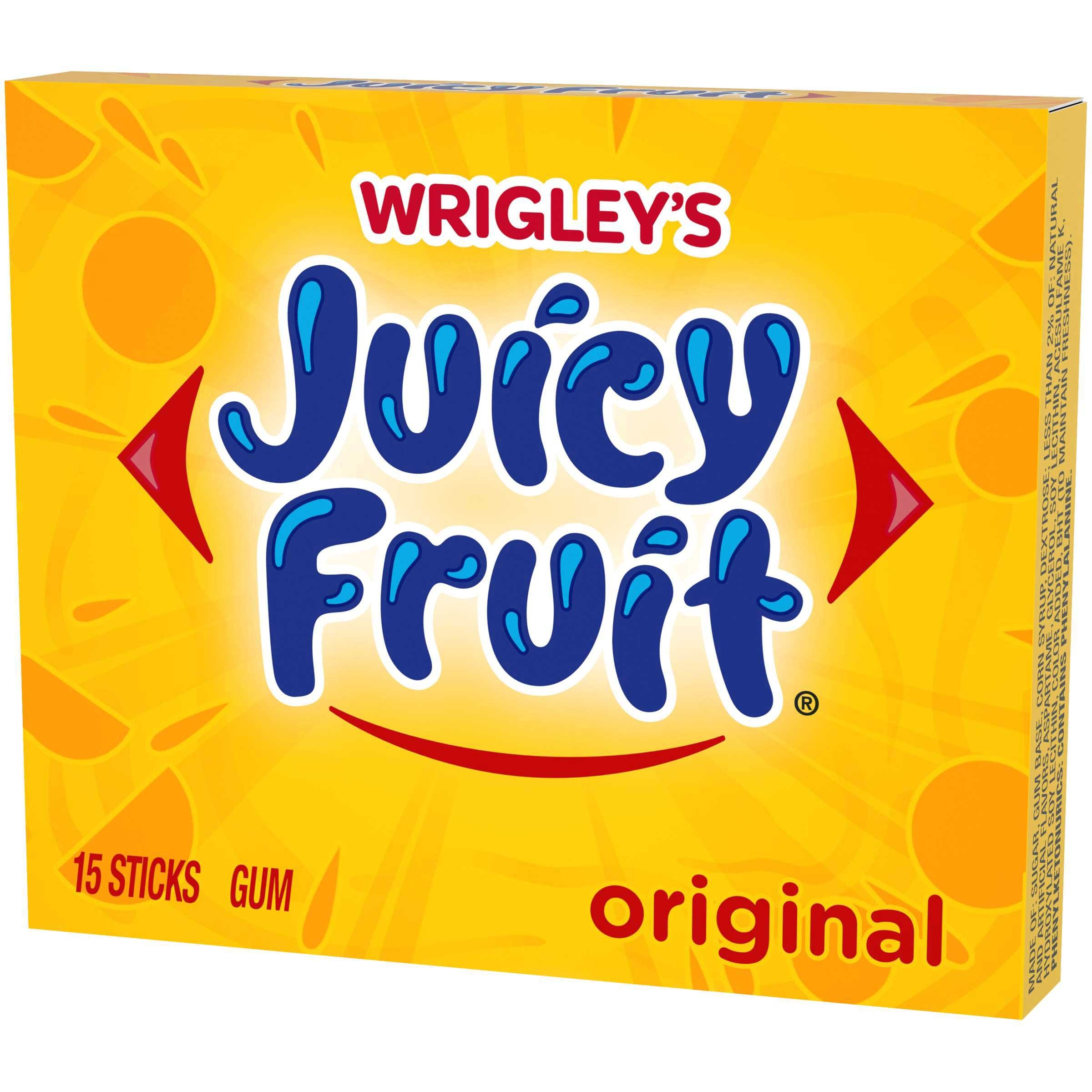Wrigley Single Serve Juicy Fruit Gum -- 120 per case.
