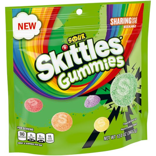 Skittles Sour Gummies, 12 Ounce Stand Up Pouch -- 8 per case