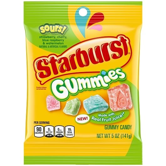 Starburst Sours Gummies - Peg Pack, 5 Ounce -- 12 per case