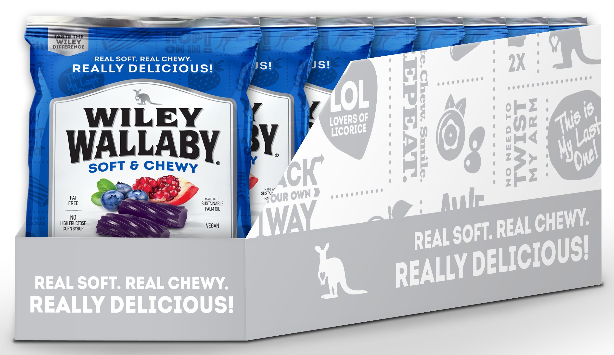 Wiley Wallaby Blueberry Pomegranate Licorice Candy, 7.05 Ounce -- 12 per case