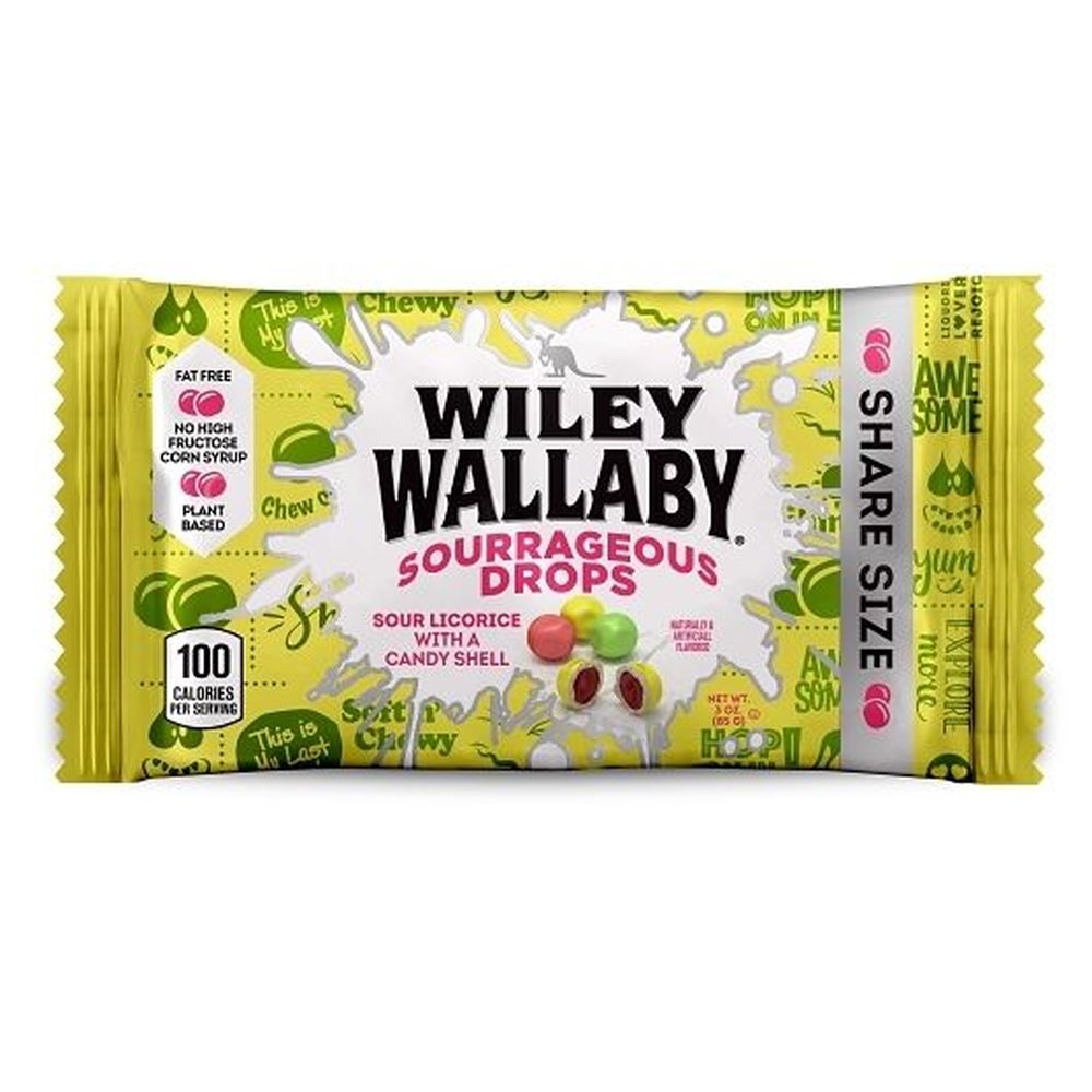 Wiley Wallaby Sourrageous Drop - Share Size, 3 Ounce -- 108 per case
