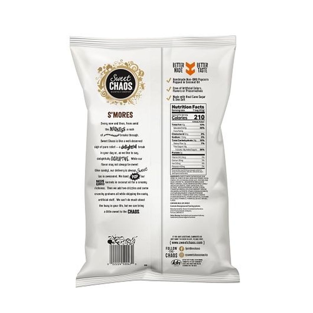 Sweet Chaos Smores Drizzled Popcorn, 1.5 Ounce - 8 per case