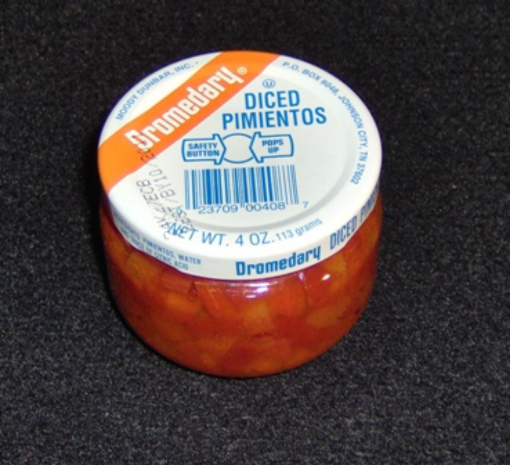Dromedary Diced Pimientos - 4 oz. glass jar, 24 jars per case.