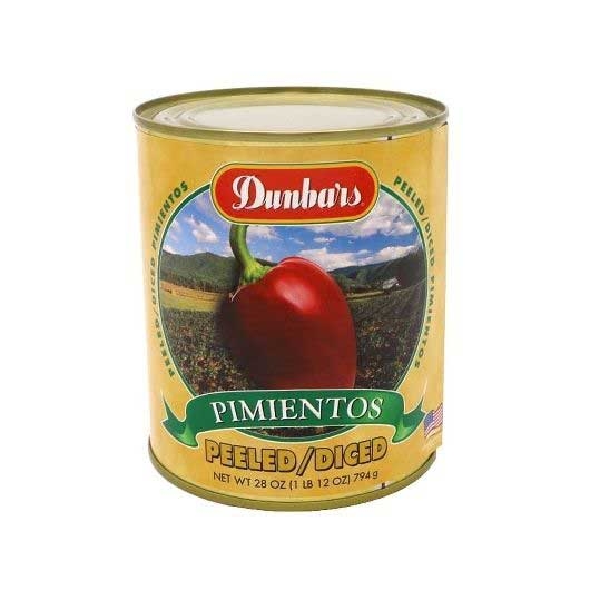 Dunbar Diced Peeled Pimientos, 28 Ounce -- 12 per case