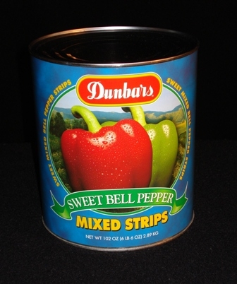Moody Dunbar Red & Green Pepper Strips - no.10 can, 6 cans per case