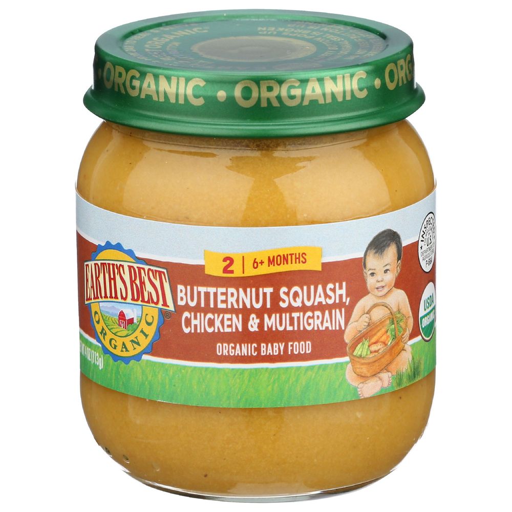 Earths Best Organic Butternut Squash Chicken and Multigrain Baby Food, 4 Ounce -- 10 per case