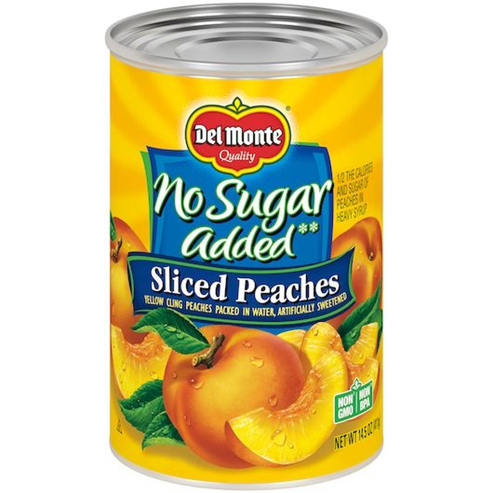 Del Monte No Sugar Added Sliced Yellow Cling Peaches, 14.5 Ounce Can -- 12 per case
