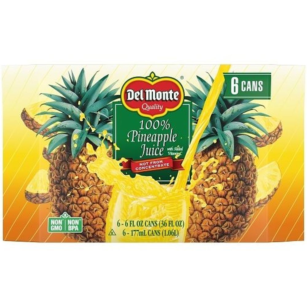 Del Monte Not From Concentrate Pineapple Juice, 6 Ounce -- 24 Per Case