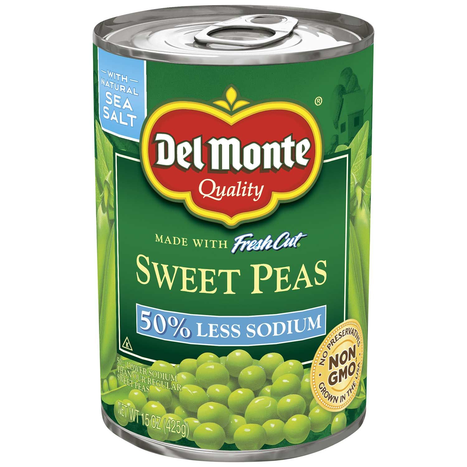 Del Monte 50 Percent Less Sodium Sweet Peas, 15 Ounce -- 12 Per Case
