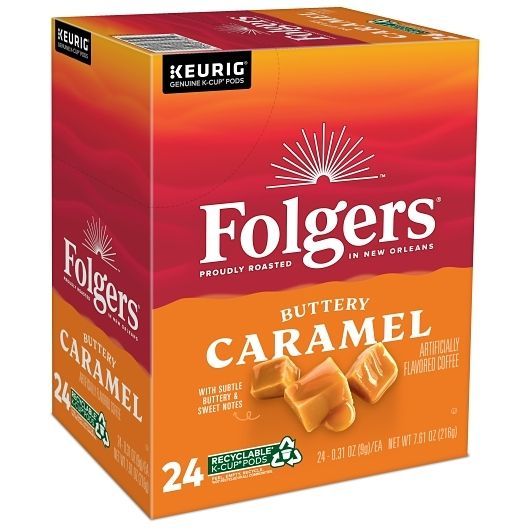 Folgers Buttery Caramel K-Cup Coffee Pod, 24 count -- 4 per case