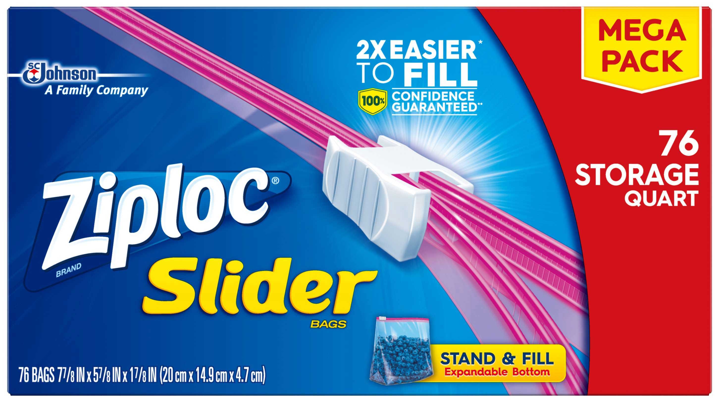 Ziploc Slider Quart Storage Bag - 76 count per pack -- 9 packs per case