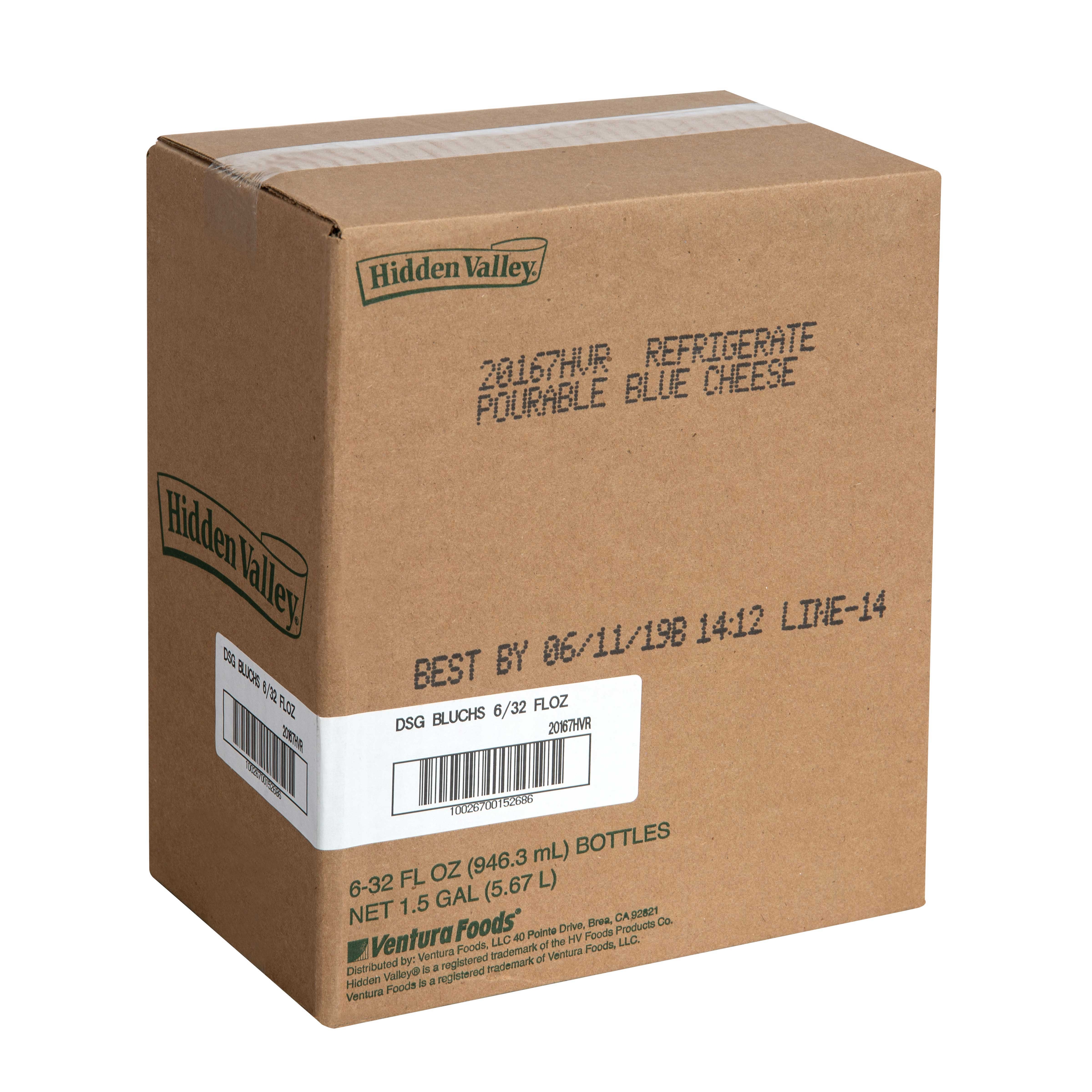 Hidden Valley Blue Cheese Dressing, 32 Ounce Pour Bottle -- 6 Per Case