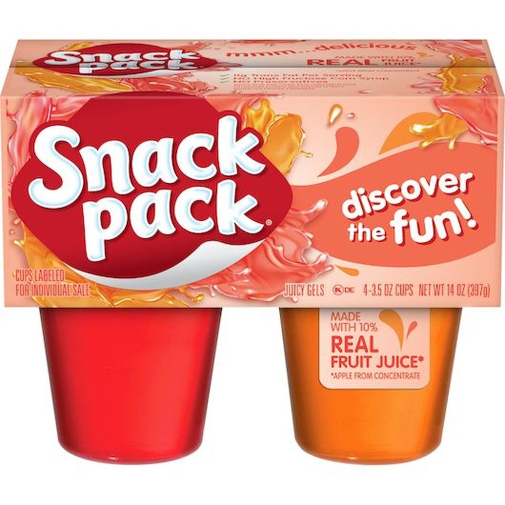 Snack Pack Orange Strawberry Gel, 3.5 Ounce -- 12 Per Case