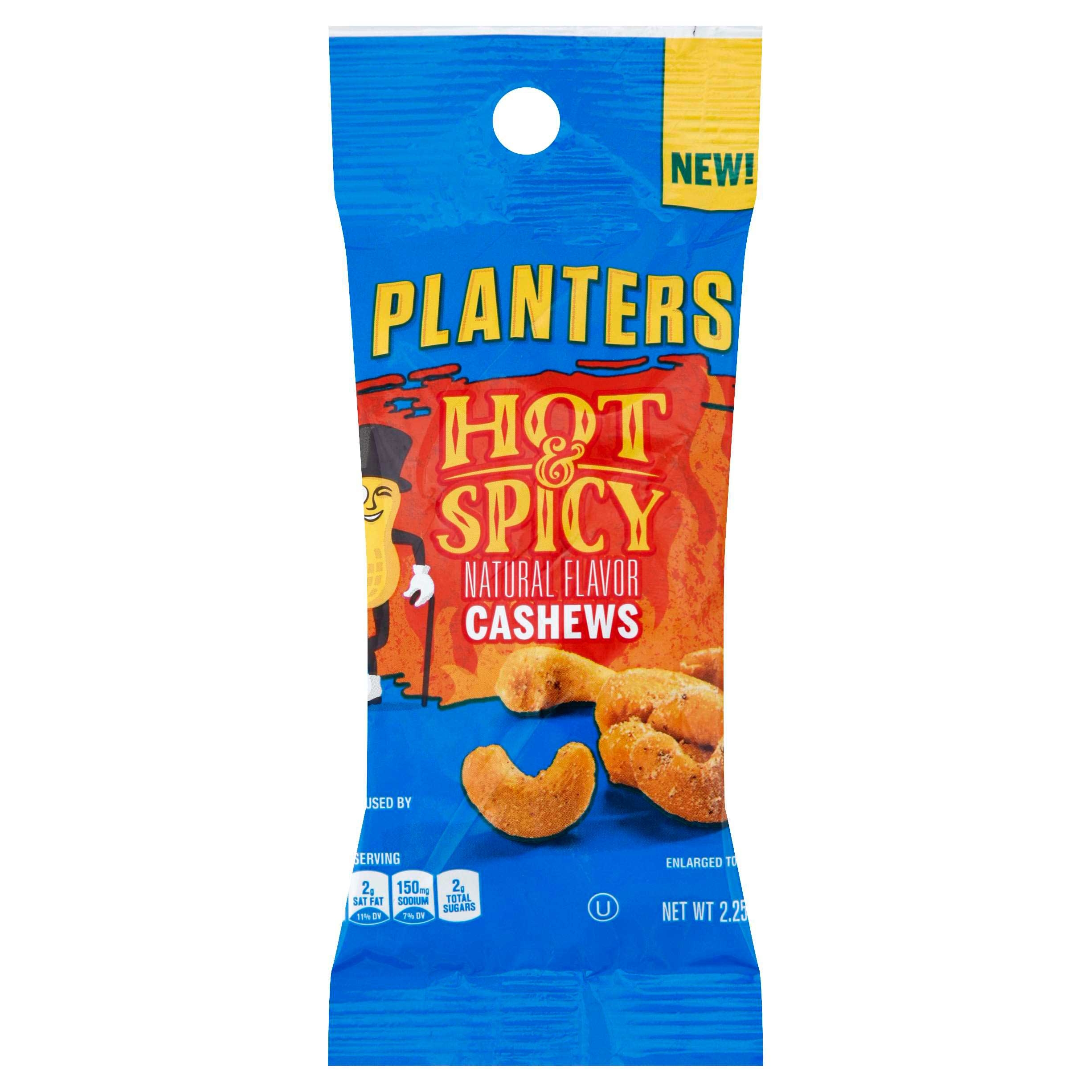 Planters Hot N Spicy Cashews Snack Nuts, 2.25 Ounce Tube -- 30 per case.