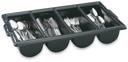 Vollrath Black Four Compartment Cutlery Box, 21 5/8 x 11 7/8 x 3 3/4 inch -- 12 per case.