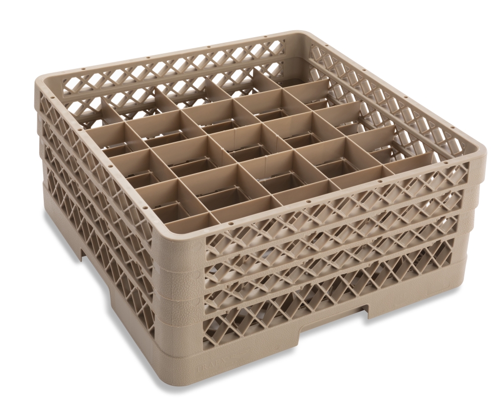 Traex Rack Master Beige 25 Compartment Glass Rack with Three Extenders, 8 3/4 x 19 3/4 x 19 3/4 inch -- 2 per case.