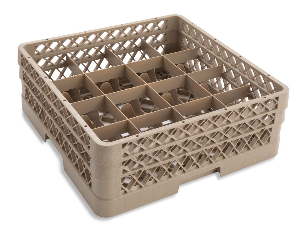 Traex Rack Master Beige 16 Compartment Glass Rack With Two Extenders, 7 1/8 X 19 3/4 X 19 3/4 Inch -- 2 Per Case