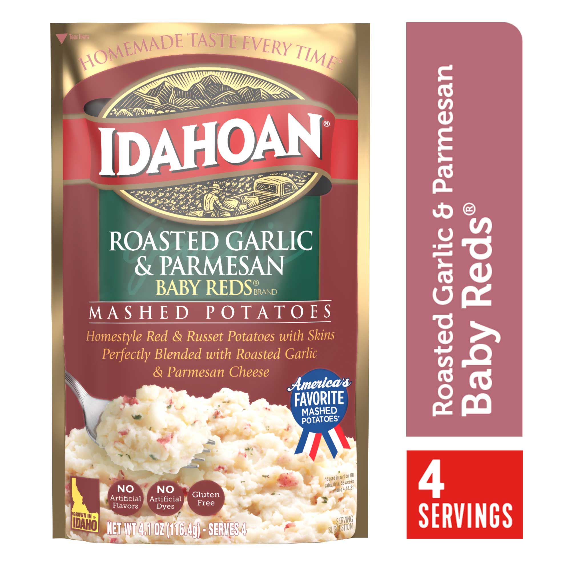 Idahoan Roasted Garlic And Parmesan Baby Reds Mashed Potatoes, 4.1 Ounce -- 10 Per Case