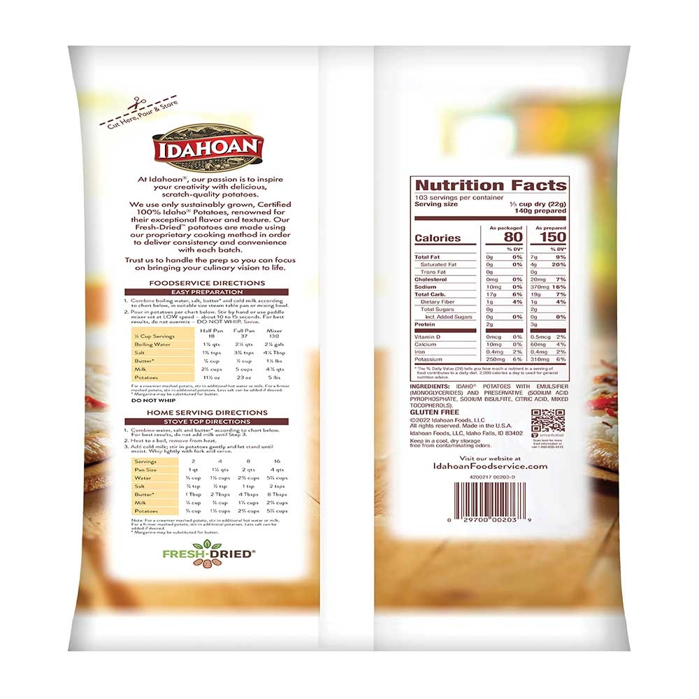 Idahoan Original Mashed Potato Flakes, 5 Pound -- 6 Per Case