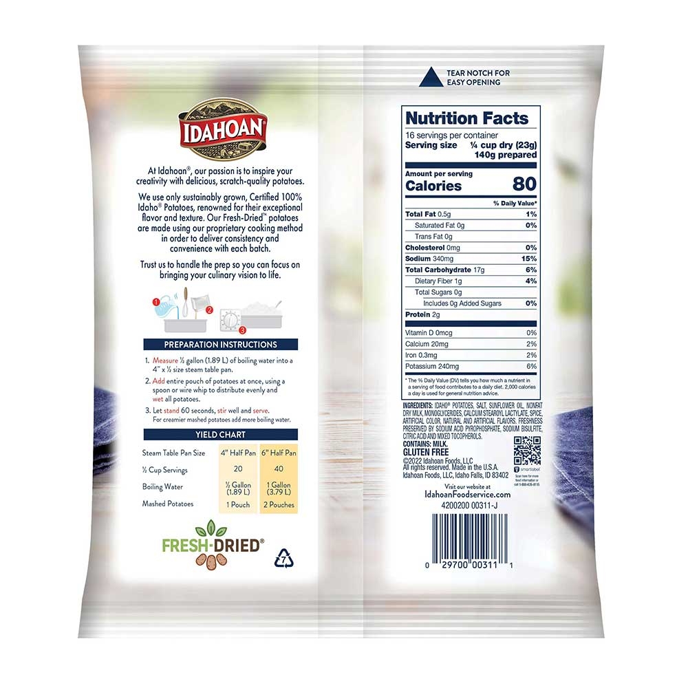 Idahoan Real Mashed Potatoes, 13 Ounce -- 24 Per Case