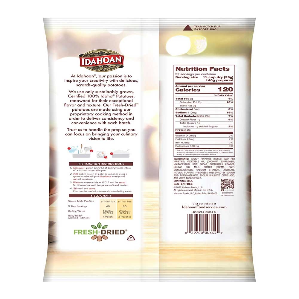 Idahoan Premium Baby Reds Mash Potatoes, 32.5 Ounce -- 8 Per Case