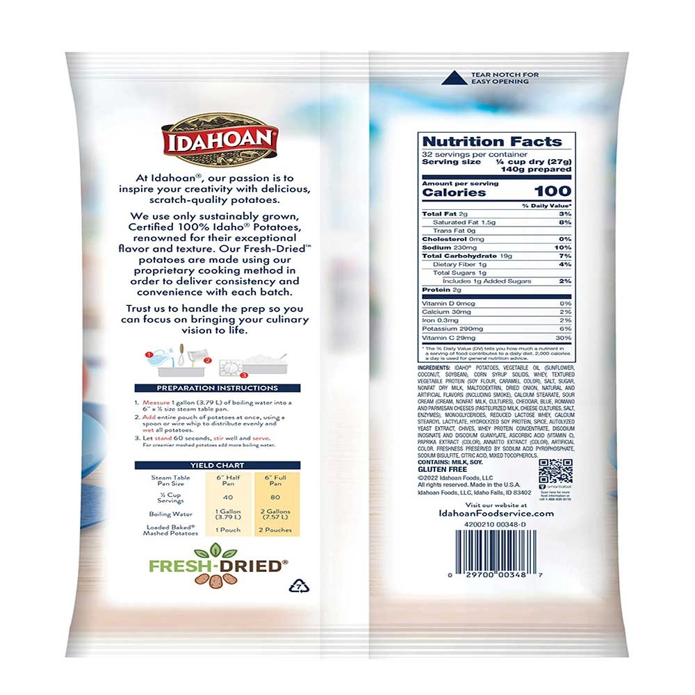 Idahoan Reduced Sodium Loaded Baked Mashed Potatoe, 31 Ounce -- 12 Per Case