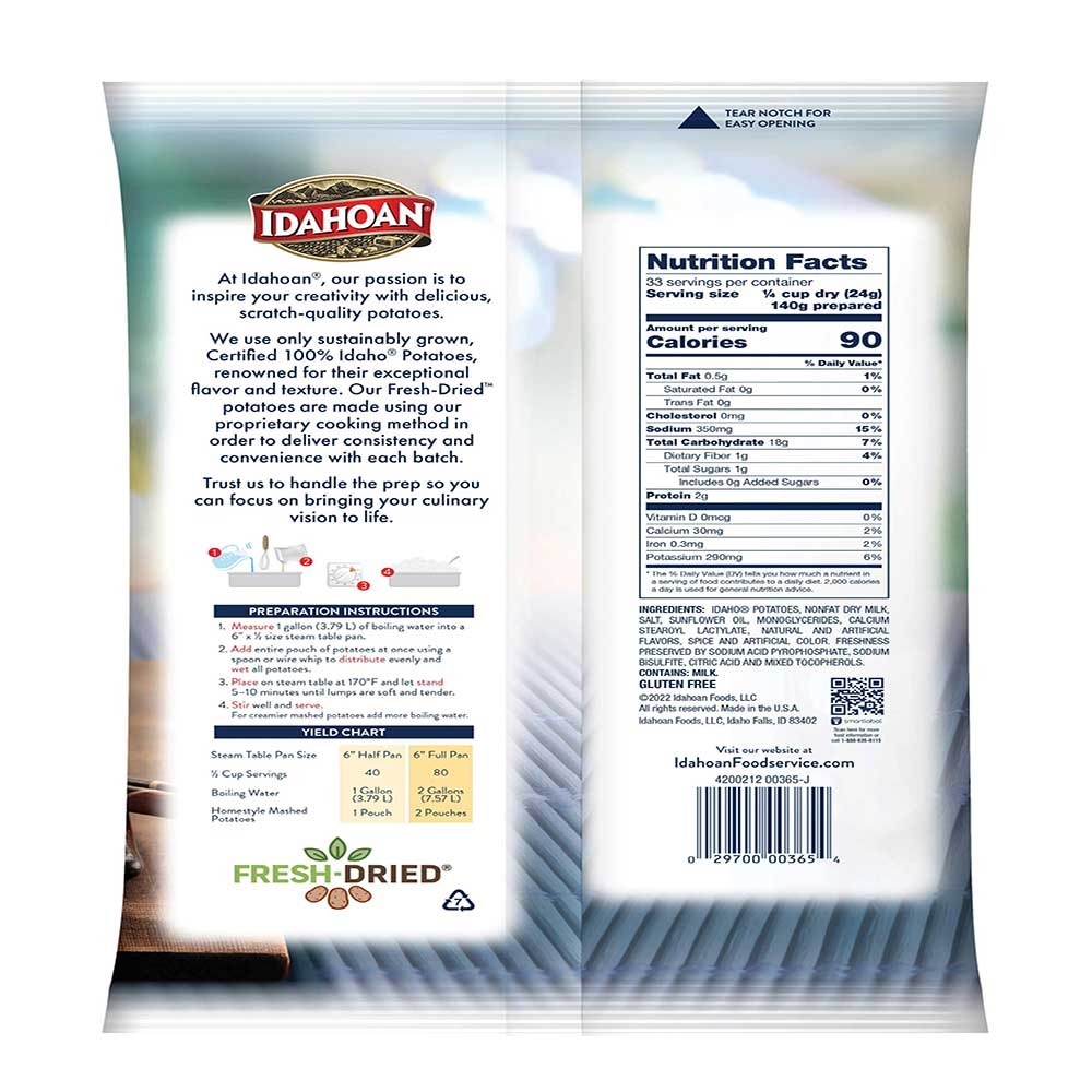 Idahoan Premium Homestyle Mashed Potatoes, 28 Ounce -- 12 Per Case