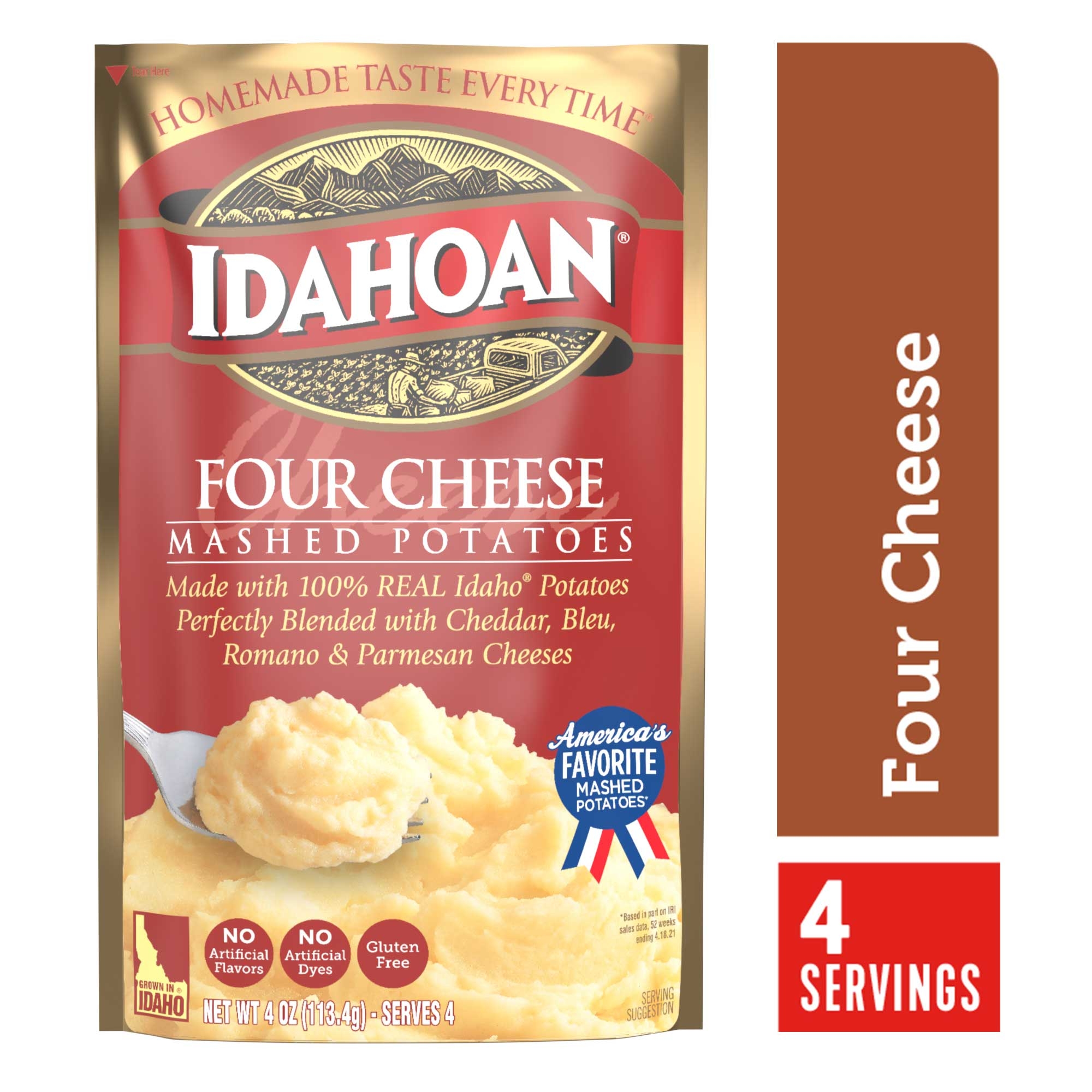 Idahoan Four Cheese Mashed Potatoes, 4 Ounce -- 12 Per Case