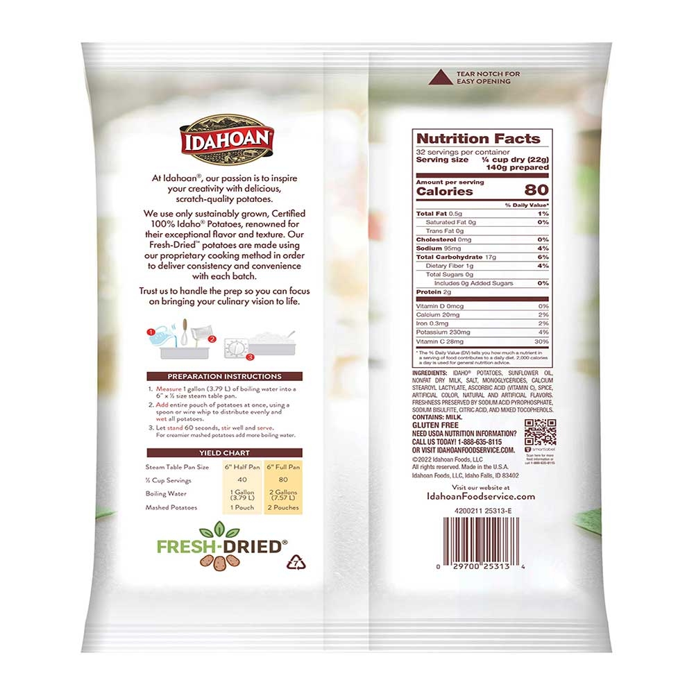 Idahoan Low Sodium With Vitamin C Real Mashed Potato, 25.2 Ounce -- 12 Per Case