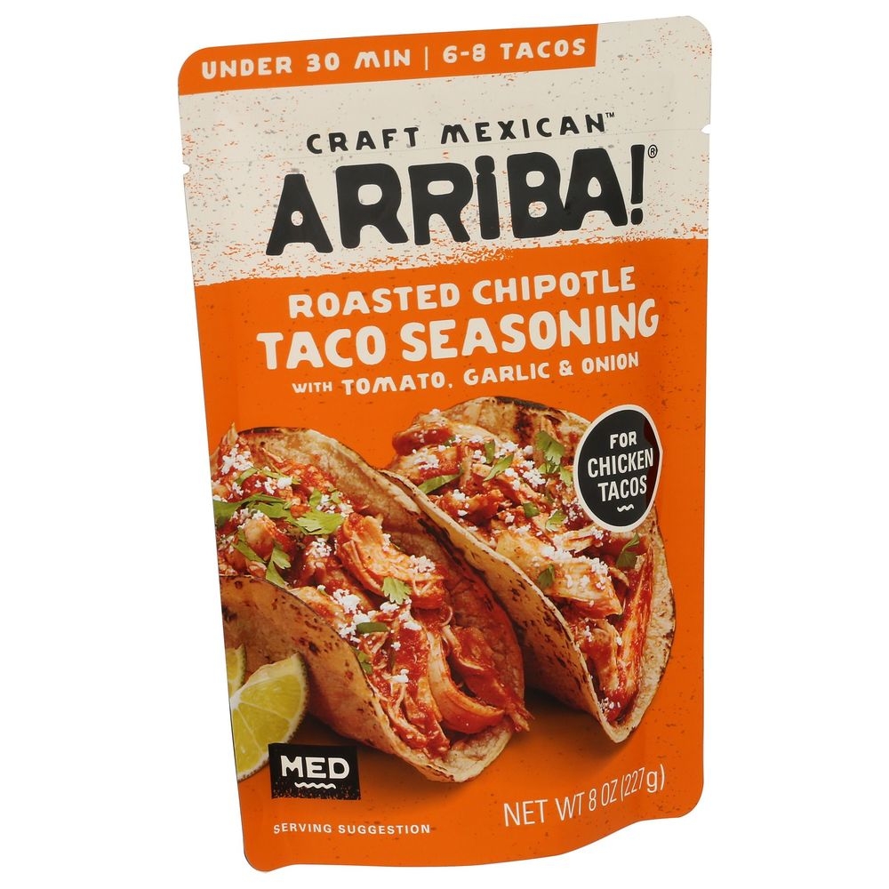 Arriba Roasted Chipotle Chicken Taco Seasoning with Tomato Garlic and Onion, 8 Ounce -- 6 per case