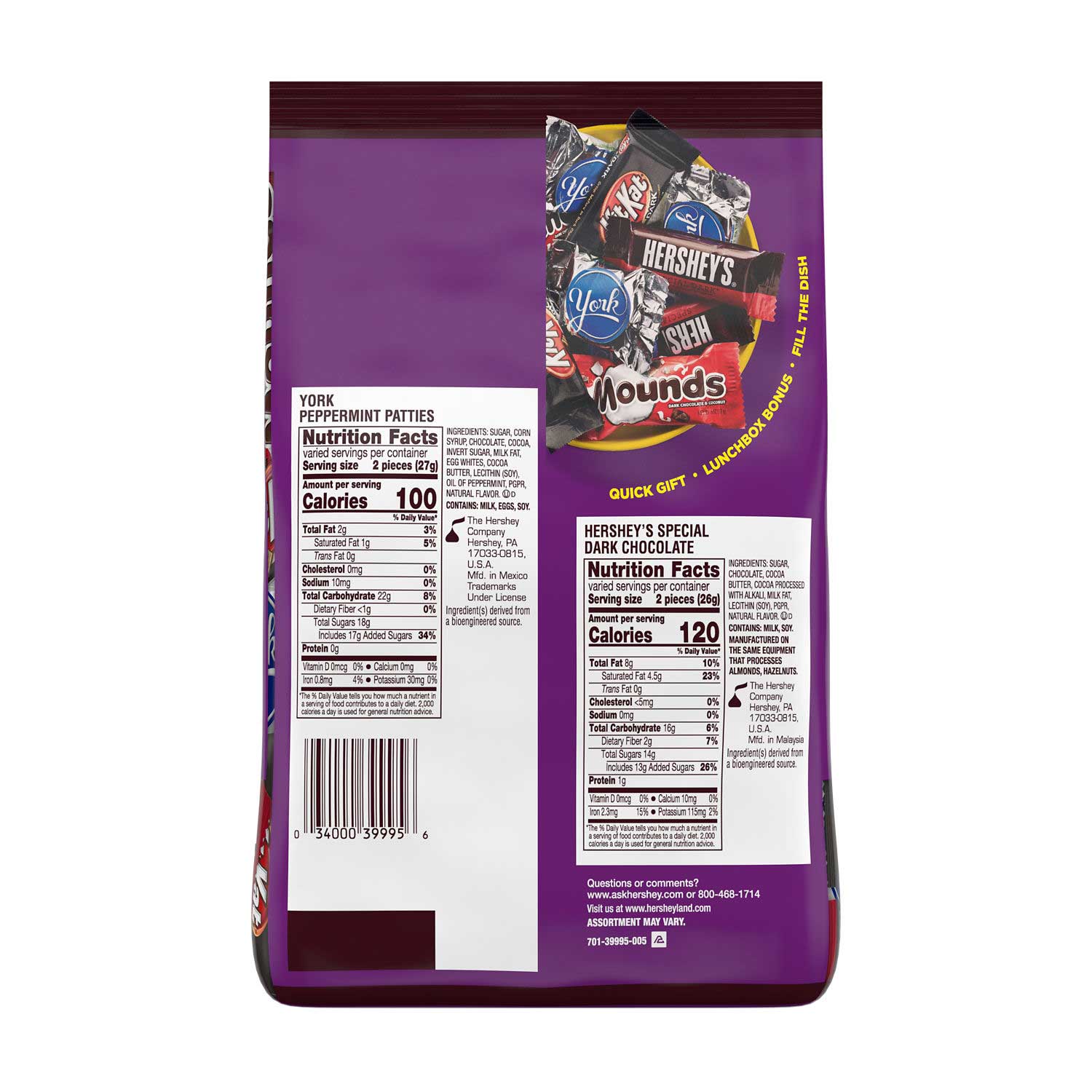 Assortment Dark Chocolate Lovers Candy, 32.89 Ounce -- 9 per case