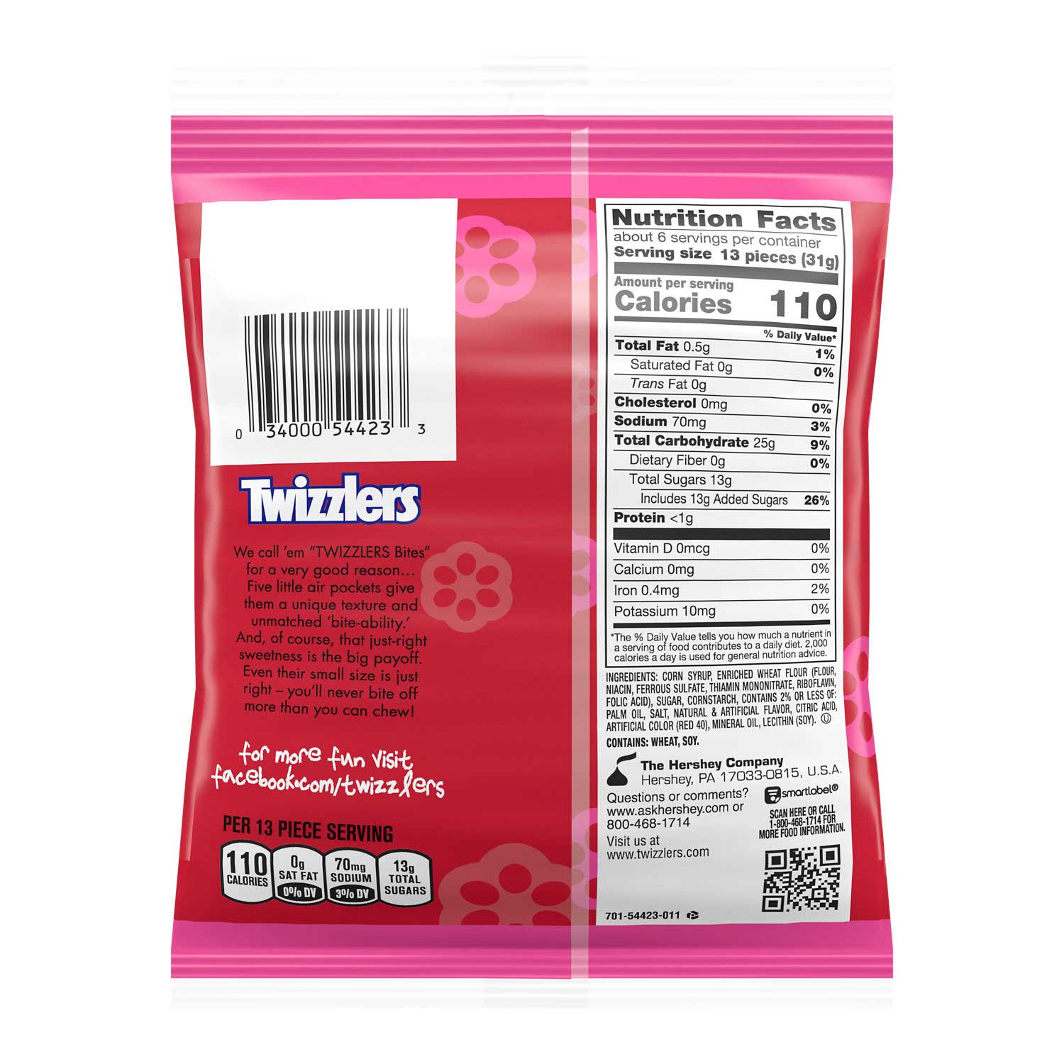 Twizzlers Cherry Flavored Bites Candy - Peg Bag, 7 Ounce -- 12 per case