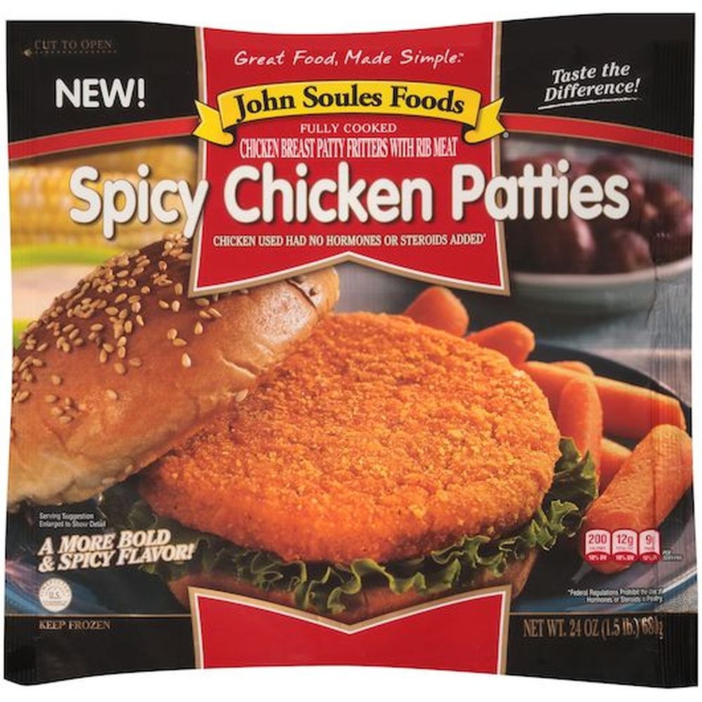 John Soules Foods Spicy Chicken Breast Patty Fritter, 1.5 Pound -- 6 per case