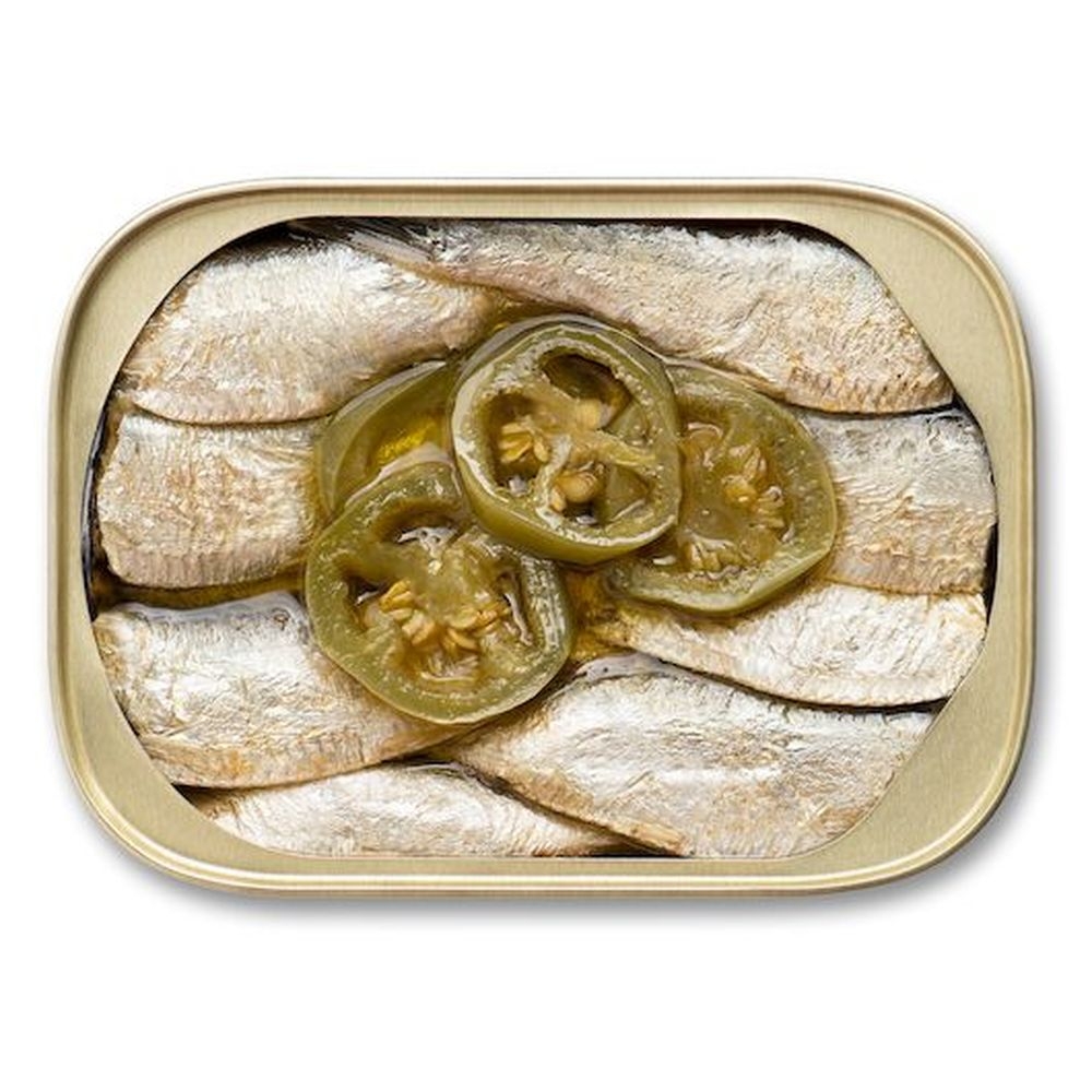 King Oscar 2 Layer Wild Caught Sardines Extra Virgin Olive Oil with Hot Jalapeno Peppers, 3.75 Ounce -- 12 per case