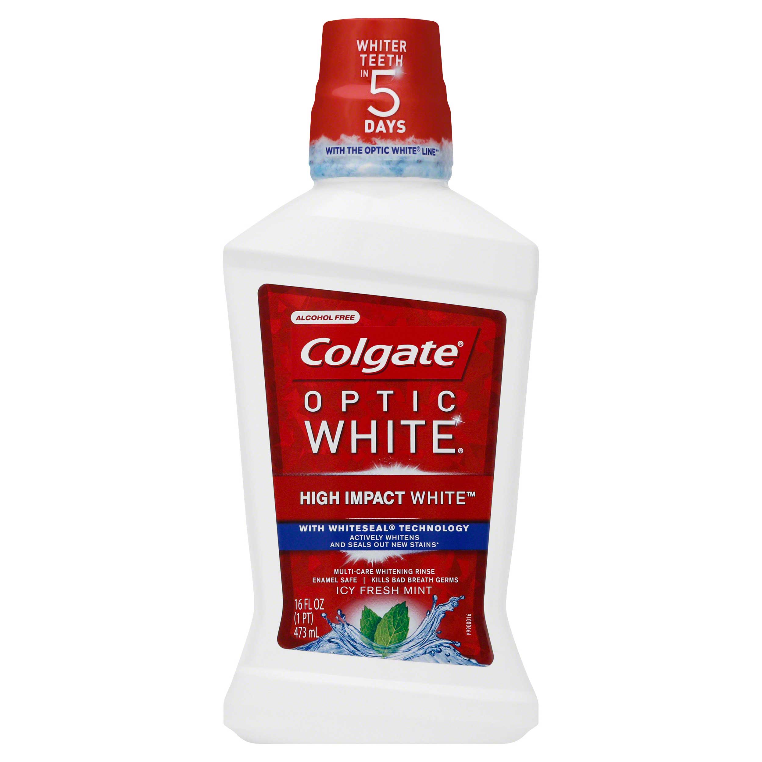Colgate Optic White Sparkling Fresh Mint Mouthwash, 16 Fluid Ounce -- 6 per case.